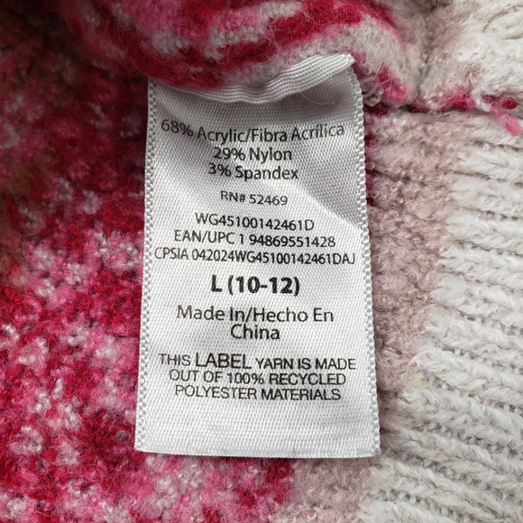 Wonder Nation Fairisle Sweater Girls Large 10-12 White Pink Holiday Winter Cozy - Picture 10 of 16